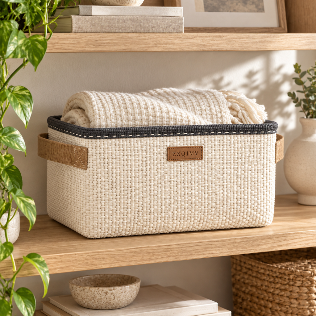 ZXQJMV Woven Fabric Storage Basket