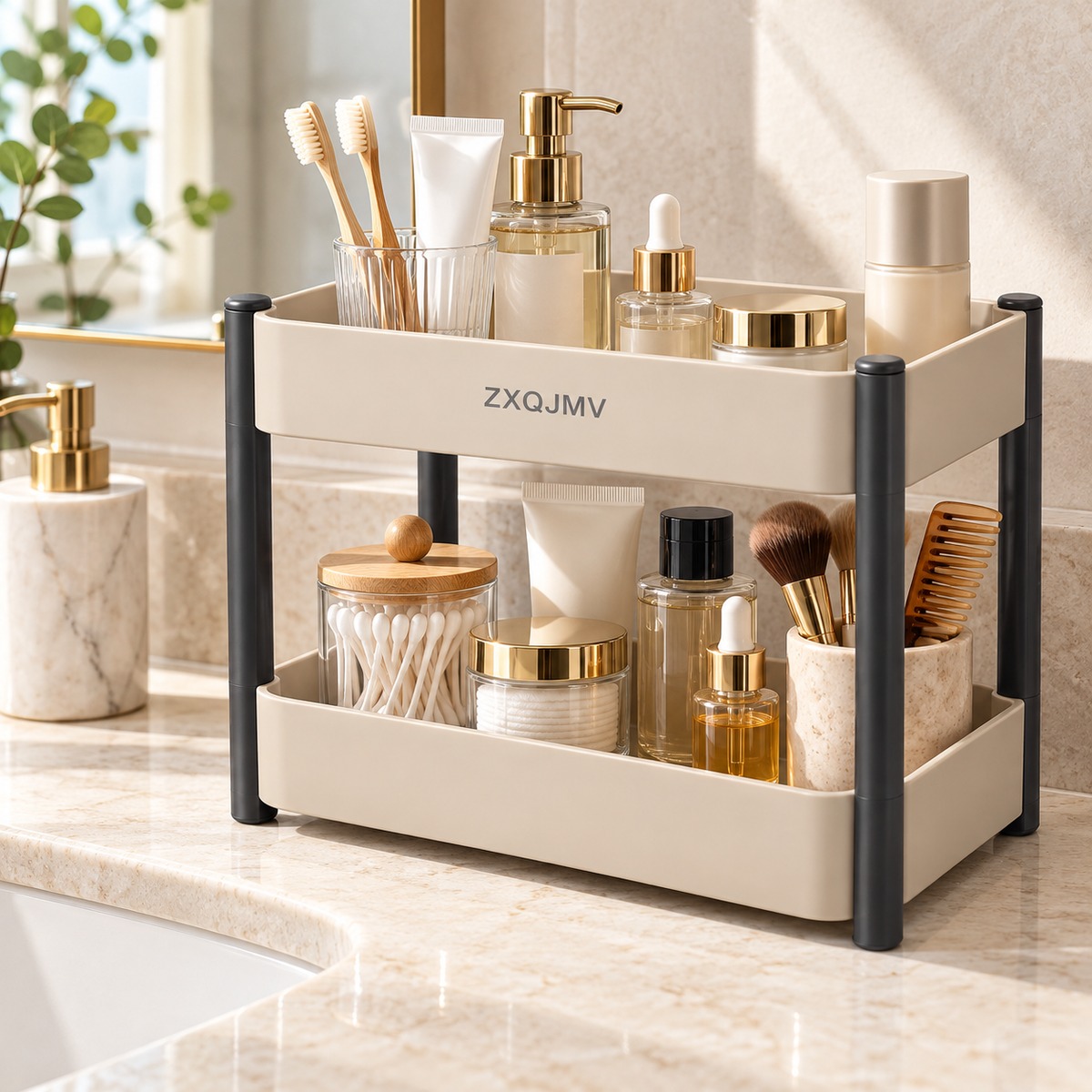 ZXQJMV Two-Tier Countertop Organizer